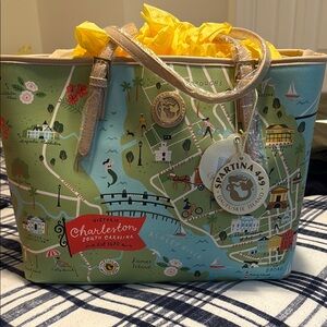 Spartina 449 Charleston Map Tote - Green and Cream